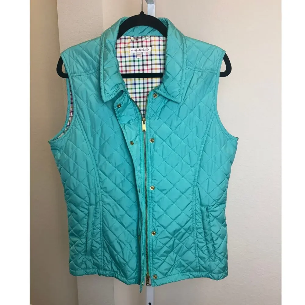 Peter Millar Womens Vintage Turquoise Quilted Golf Quiet Luxe Vest Large EUC - Picture 3 of 7